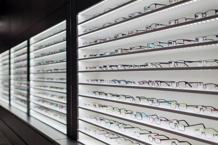 Image of the interior wall of glasses in the optometrists